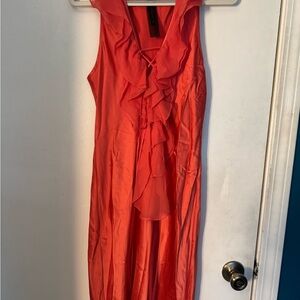 Poleci Elegant Coral Ruffle Dress NWT